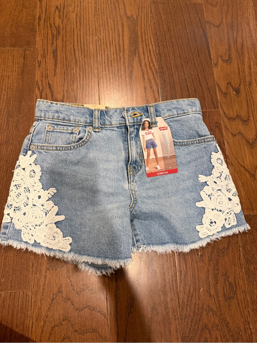 Girls Sz 10 Levi's  Denim Shorts with White Lace Trim